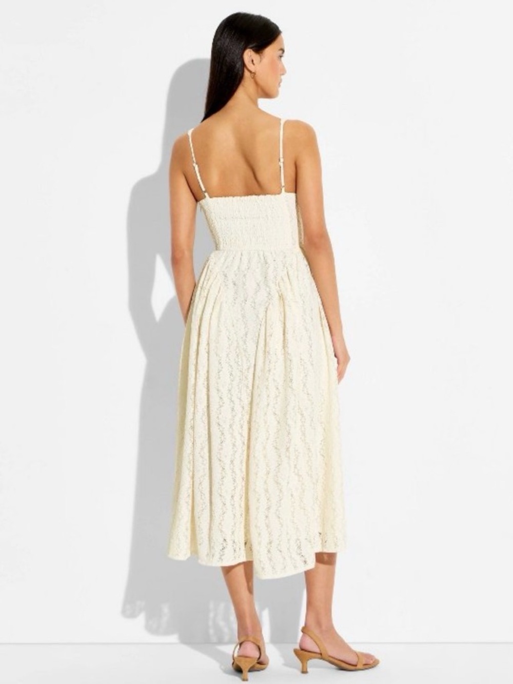 Target Women’s Midi Lace Basque Empire Waist Dress - Wild Fable - Cream - Picture 2 of 5